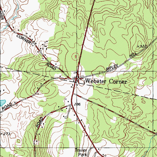 Topographic Map of Webster Corner, ME