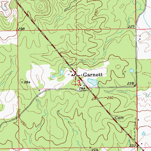 Topographic Map of Garnett, AR