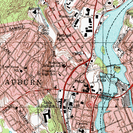 Topographic Map of Webster Intermediate School, ME