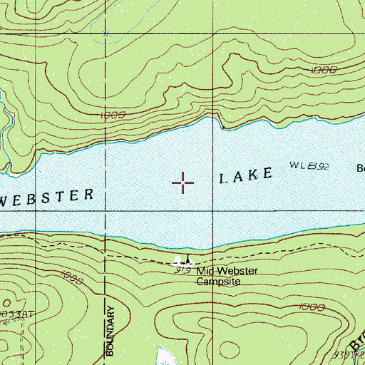 Topographic Map of Webster Lake, ME