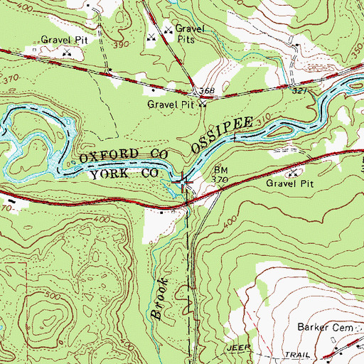 Topographic Map of Wedgwood Brook, ME