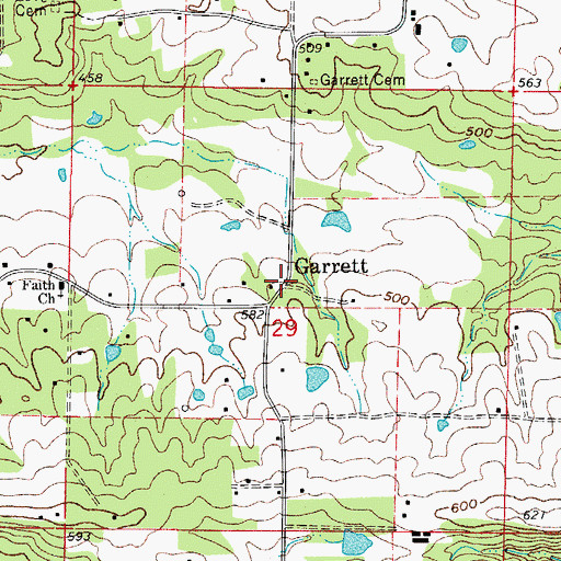 Topographic Map of Garrett, AR
