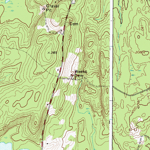 Topographic Map of Weeks Cemetery, ME