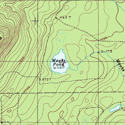 Topographic Map of Weeks Pond, ME