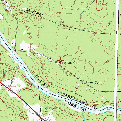 Topographic Map of Weeman Cemetery, ME