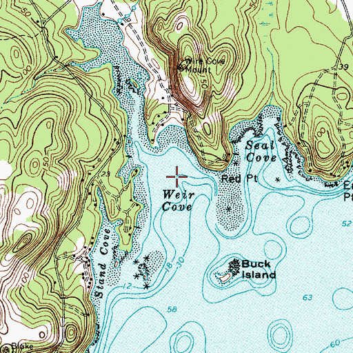 Topographic Map of Weir Cove, ME