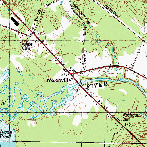 Topographic Map of Welchville, ME