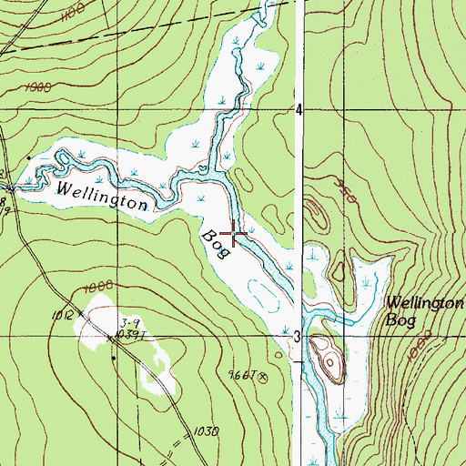 Topographic Map of Wellington Bog, ME