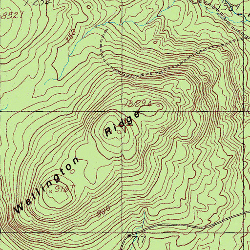 Topographic Map of Wellington Ridge, ME