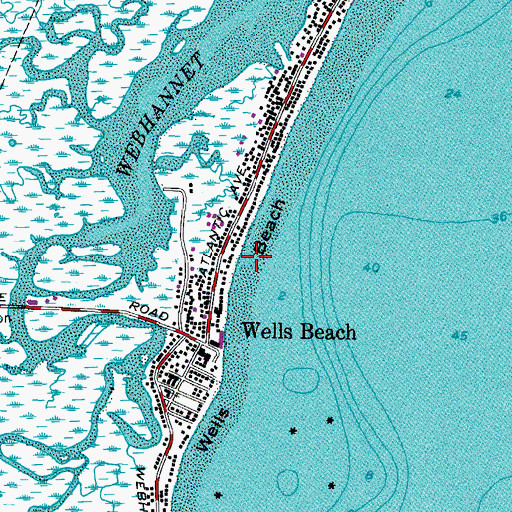 Topographic Map of Wells Beach, ME