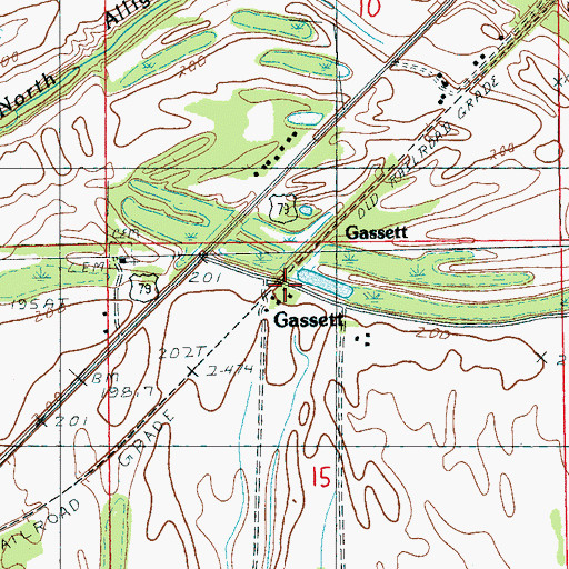Topographic Map of Gassett, AR