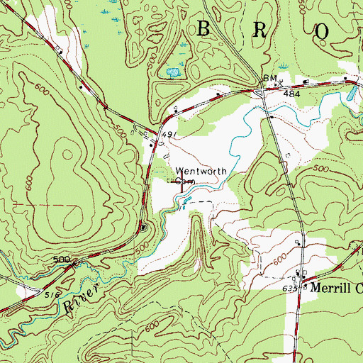 Topographic Map of Wentworth Cemetery, ME