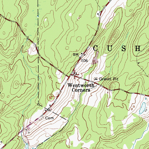 Topographic Map of Wentworth Corners, ME