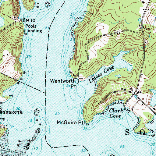Topographic Map of Wentworth Point, ME