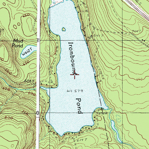 Topographic Map of Ironbound Pond, ME
