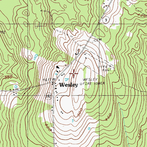Topographic Map of Wesley, ME