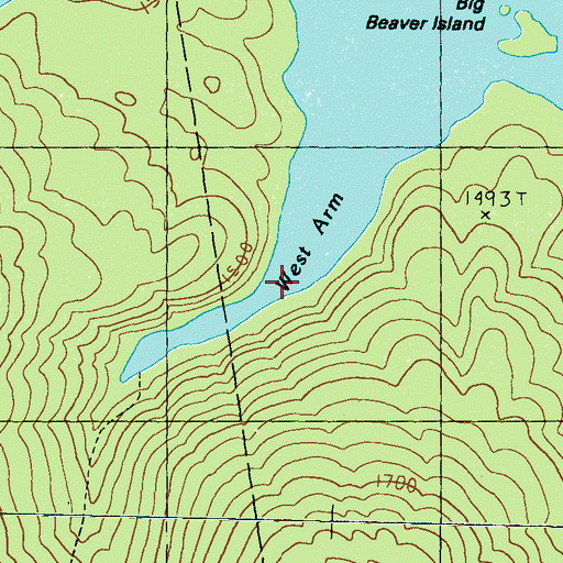 Topographic Map of West Arm Upper Richardson Lake, ME