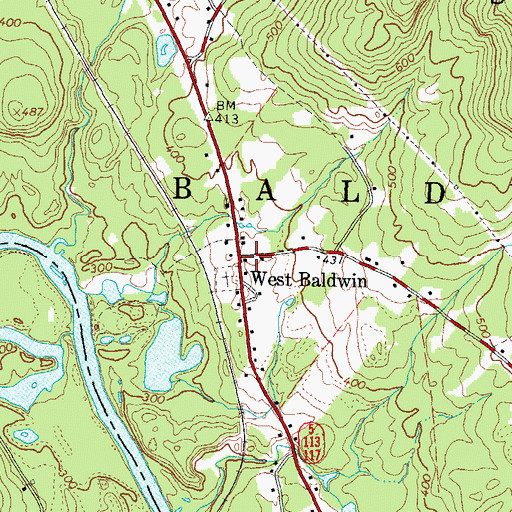 Topographic Map of West Baldwin, ME