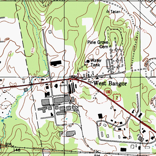 Topographic Map of West Bangor, ME