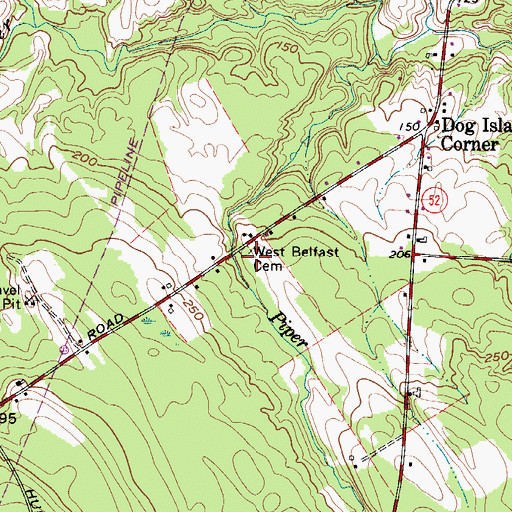 Topographic Map of West Belfast Cemetery, ME