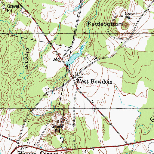 Topographic Map of West Bowdoin, ME