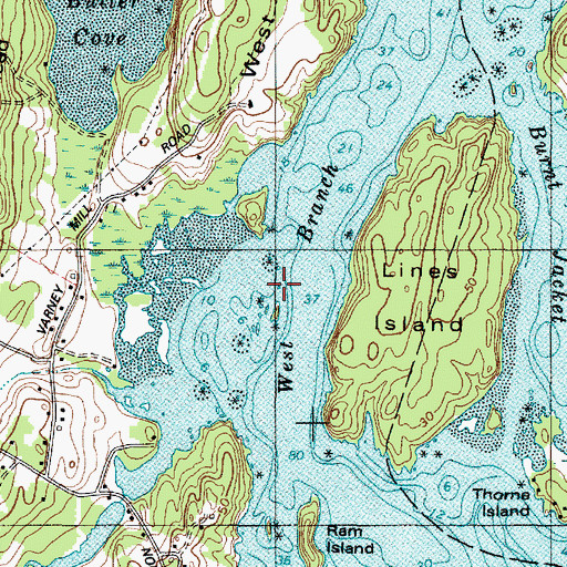 Topographic Map of West Branch, ME