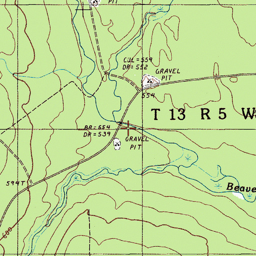 Topographic Map of West Branch Beaver Brook, ME