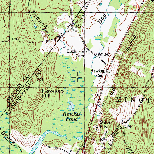 Topographic Map of West Branch Bog Brook, ME