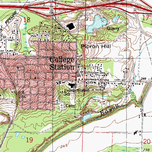 Topographic Map of College Station, AR