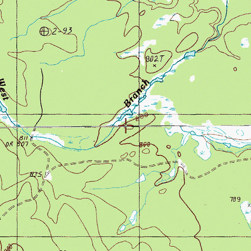 Topographic Map of West Branch Brandy Brook, ME