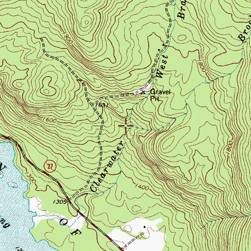 Topographic Map of West Branch Clearwater Brook, ME