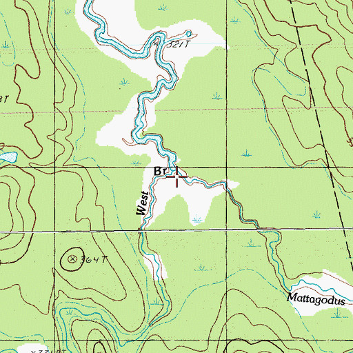 Topographic Map of West Branch Mattagodus Stream, ME
