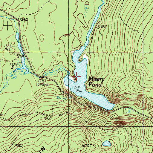 Topographic Map of West Branch Misery Stream, ME
