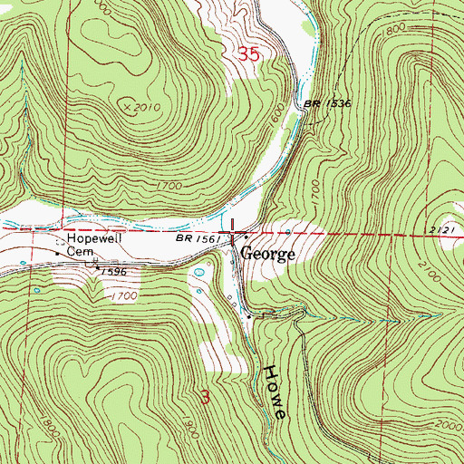 Topographic Map of George, AR