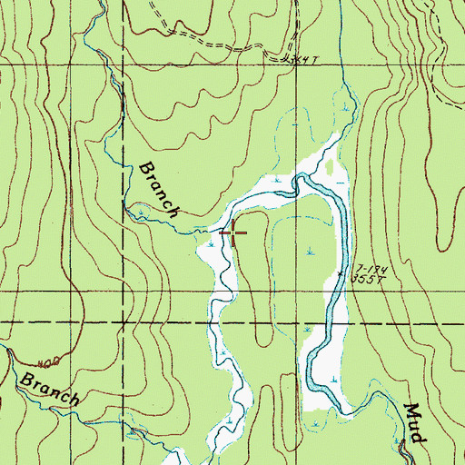 Topographic Map of West Branch Mud Brook, ME
