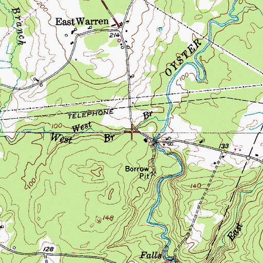 Topographic Map of West Branch Oyster River, ME