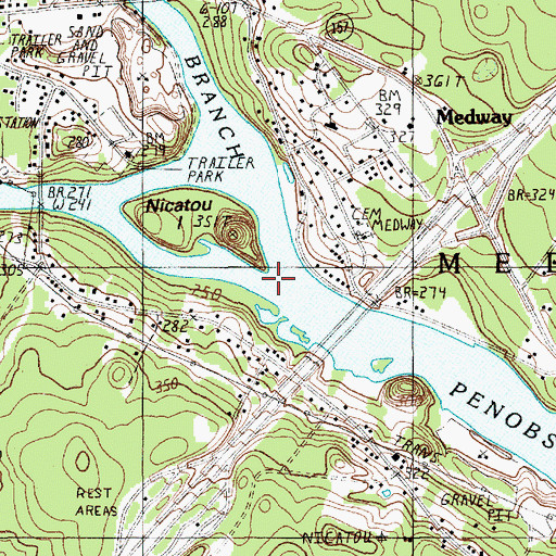 Topographic Map of West Branch Penobscot River, ME