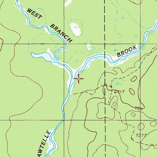 Topographic Map of West Branch Sawtelle Brook, ME