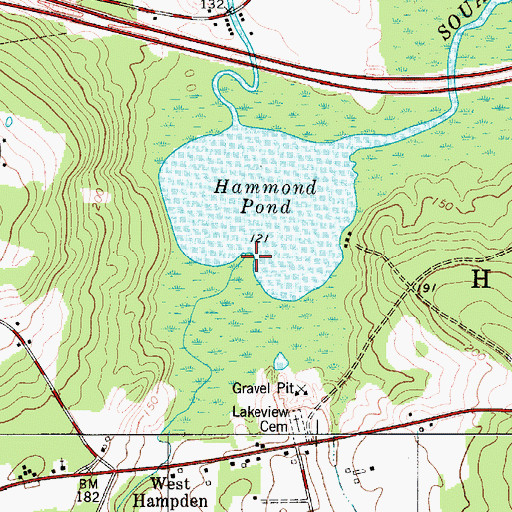 Topographic Map of West Branch Souadabscook Stream, ME