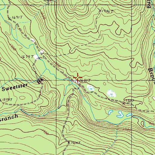 Topographic Map of West Branch Spencer Stream, ME