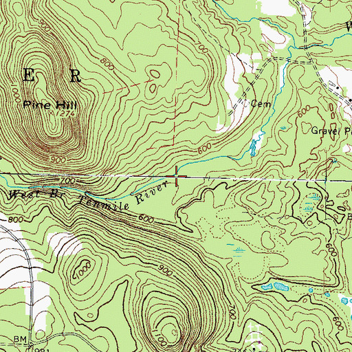 Topographic Map of West Branch Tenmile River, ME