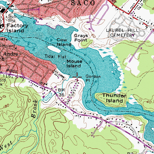 Topographic Map of West Brook, ME
