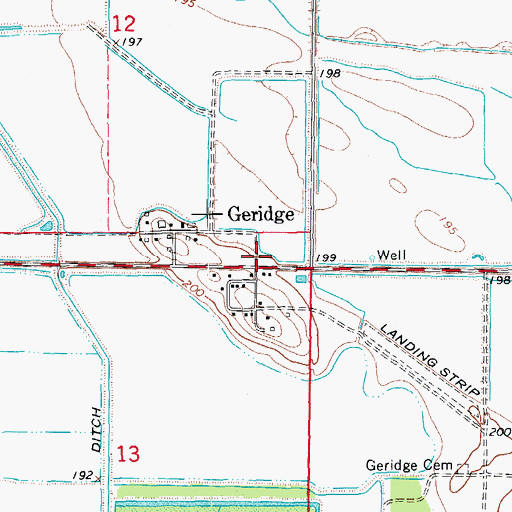 Topographic Map of Geridge, AR