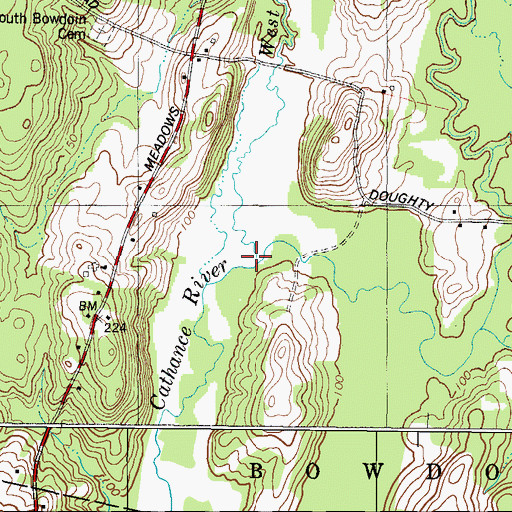 Topographic Map of West Cathance Stream, ME