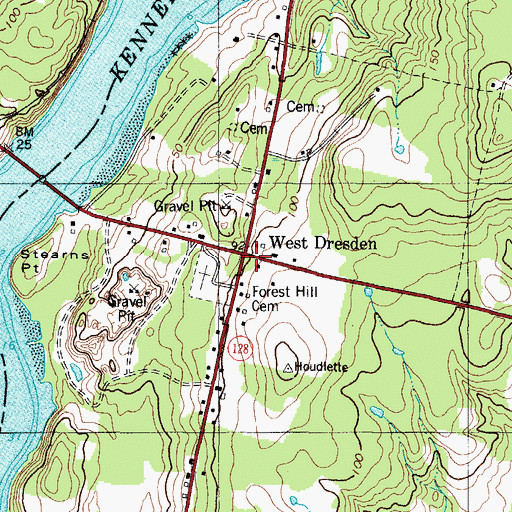 Topographic Map of West Dresden, ME