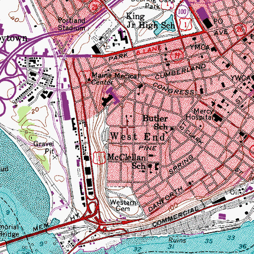 Topographic Map of West End, ME