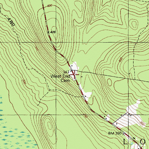 Topographic Map of West End Cemetery, ME
