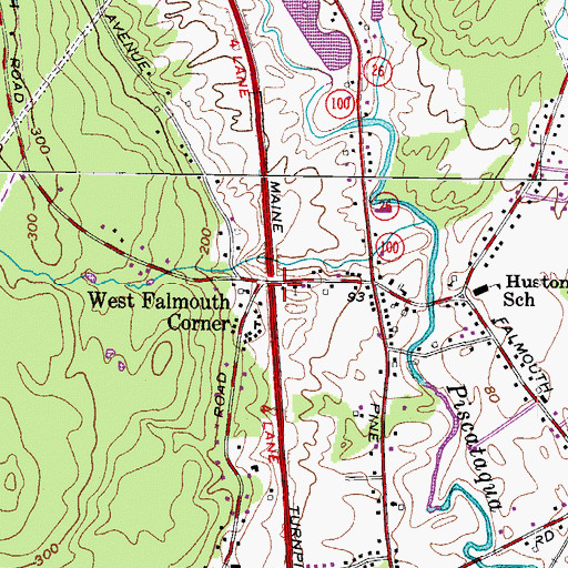 Topographic Map of West Falmouth Corner, ME