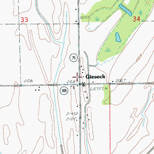 Topographic Map of Gieseck, AR