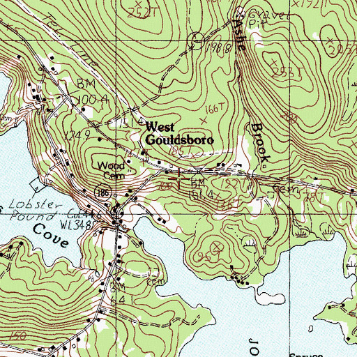 Topographic Map of West Gouldsboro, ME